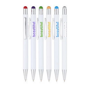Metal pen touch stylus pen white body pen