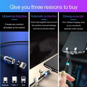 Mobile Phone Cable High Quality Led 3 In 1 Magnetic Charger Braided Usb Cable New Arrival 2020 New Cell Phone Cable Lightning