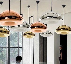 Modern Glass chandeliers pendant lights copper color E27 for Hotel Coffee shop