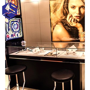 Modern jewelry display showcase design wooden furniture jewellery shop decoration