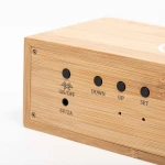 Modern Wooden LED Digital Wireless Charging Alarm Clock with Quality Speaker