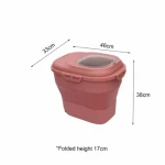 Multifunctional Square 13L Grain Bin Foldable Pet Food Grain Storage Bucket  Large Capacity Rice Storage Container