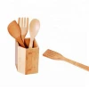 Natural bamboo utensils with holder, kitchen wood cooking tool