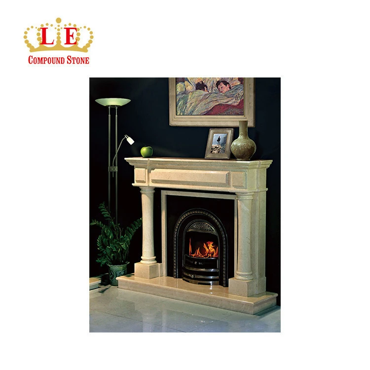 Natural Carrara White Marble Carving fireplace insert for Indoor Decoration