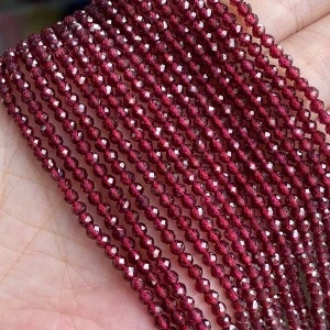 Natural Garnet Faceted Beads 3mm Cutting Loose Wine Red Garnet Beads for Jewelry Making