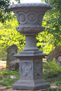 Natural stone basalt flower planter / vase/ cup/ flower pot with base