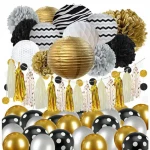 New Arrival Cheap Party Decoration Set,Bachelor Black White Gold Party Decorations Supplies In Bulk,  Decoration party