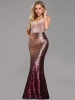 New Arrival Elegant Evening Dresses Women V-Neck Spaghetti Straps Sequins Mermaid Club Prom Dress