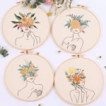 New arrival Elegant girls Pattern Embroidery Set Needlework  Printed Beginner Embroidery Round Cross Stitch Kit Sewing Craft Kit