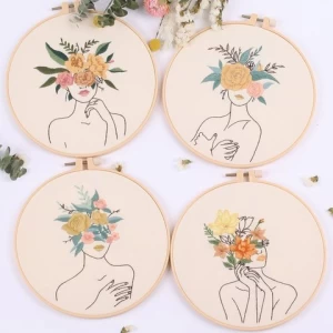 New arrival Elegant girls Pattern Embroidery Set Needlework  Printed Beginner Embroidery Round Cross Stitch Kit Sewing Craft Kit
