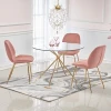 New Design Morden Nordic Tempered Glass Dining Table Metal Gold Chrome Leg Round Table