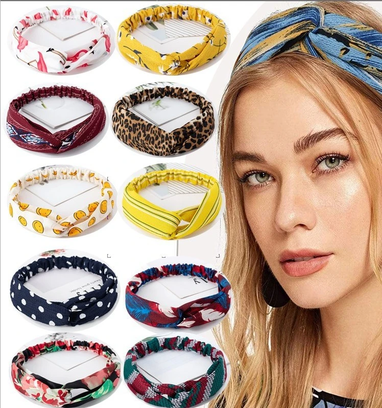 New Design Multicolor elastic flower Floral Wide Border Fabric Headband Vintage Headband  Bohemian Women Hairband