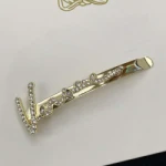 New Hair Pins 2021 Jewelry Charms Word V Rhinestone Cursive Gold Hair Pins Accessories Women