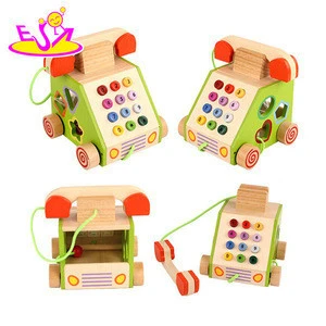 New hottest intelligent wooden kids toy telephone for pretend play W12D081