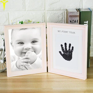 New product Folded baby handprint kit photo frame for newborn girls and boys
