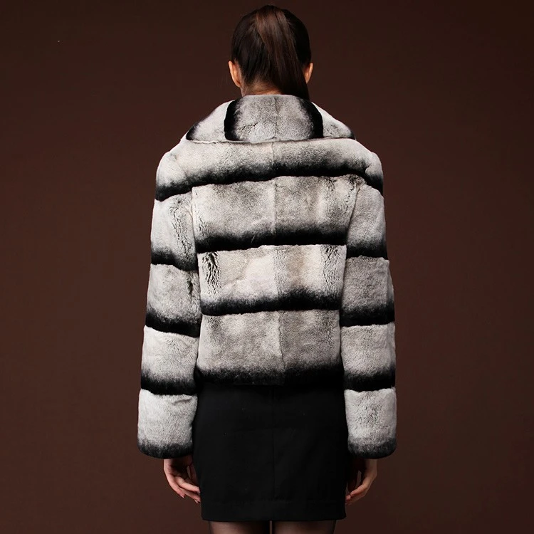 Newnatural rex rabbit fur coat woman short fur jacket winter chinchilla fur coat