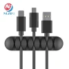 NLZD Creative Silicone Desktop Data Cable Organizer USB Flexible Cable Holder Winder Management Cable Clips Data line organizer