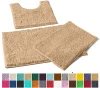 Non-slip bathroom mat 3 piece washable chenille absorbent bath mat set