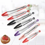 Non-Stick Heat Resistance Dishwasher-Safe Stainless Steel Kitchen Tongs with Silicone Grips on Handles
