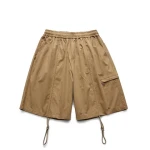 OEM summer solid color zipper pocket straight shorts Japanese vintage drawstring decorated quarter pants for men