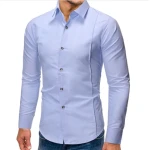 Official Solid Color Mens Shirt Long sleeve Elastic Slim Formal Social Office Uniform Direct Factory Manufacture From BD