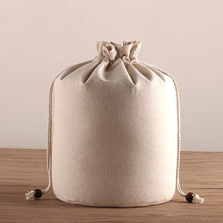 Organic Muslin Canvas Cotton Wheat Flour Packaging Bags With Round Bottom