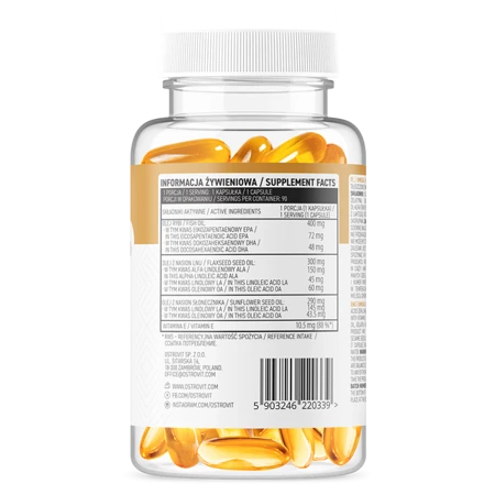 OstroVit Omega 3-6-9 90 capsules fatty acids fish oil EPA DHA ALA