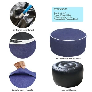 Outdoor color optional inflatable round ottoman pouf stools
