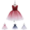 Party Dress Gradient Bow pearl High Quality Children Girl sleeveless Princess wedding Flower Girls&#x27; Dress gowns for kids Clothes