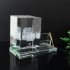 Personalized crystal glass office desk organizer
