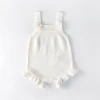 PHB51365 plain design toddler white ruffle baby romper