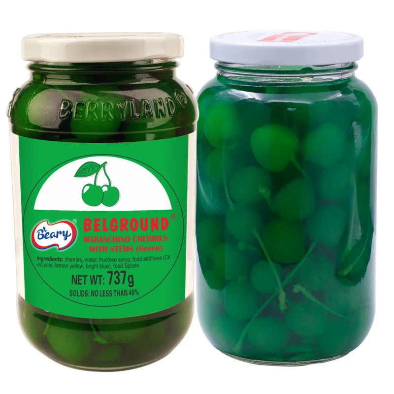 Pitted Canned Cherry In Glass Bottle Green/Black/Red