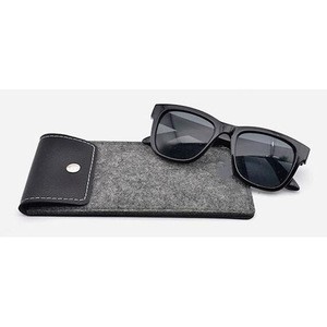 Popular custom high quality leather polyester felt eyewear case glasses bag pouch