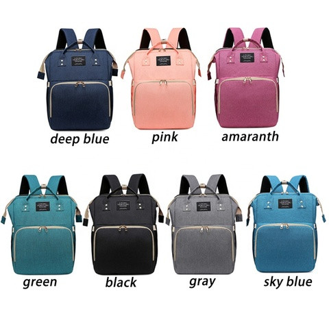 Popular outdoor trip waterproof 1pc moq mommy baby backpacks usb nappy bag with changing bed diaper bags mummy baby bag backpack
