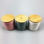 Porcelain Food Storage Jar with Airtight Seal Bamboo Lid Color Glazed Candy Canister Jar With Bamboo Lids Sets