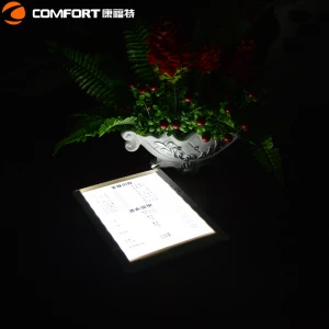 Portable party wedding event  branded logo single page A4 size led menu cover book for restaurant