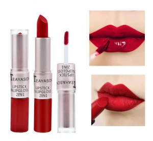 Private Label Beauty Cosmetics Multi-Colored Lip Makeup Matte Waterproof Liquid Lipstick 2 in 1 Lip Gloss