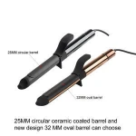 Professional ceramic tourmaline barrel curling iron wand and hair curler with clip