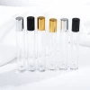 Ready To Ship 10ml Clear Round Tube Square Glass Essential Oil Roll on Bottle With Steel Roller Ball