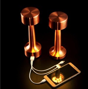 Rechargeable LED table night light Mini gold cordless restaurant touch pool usb table lamp for hotel and Bar HT20091-1T