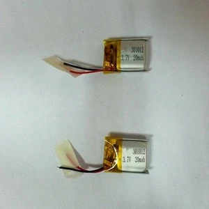 rechargeable small lipo battery 3.7V 20mah 301012 lithium ion polymer battery for bluetooth and headset device