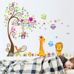Removable kids room cartoon animal tree wall sticker decoration