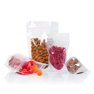 Transparent Plastic Zip Lock Bag, Plastic Stand up Pouch, Resealable Bags,  with Handle, Clear, 23x30x0.08cm