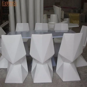 Restaurant furniture sets large irregular dining table with famous design diamond chairs reinforced plastics resin material