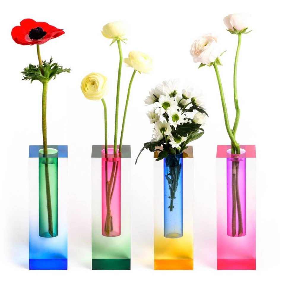 Restaurant Table Acrylic Single Flower Vases Plexiglass Flower Organic Holder