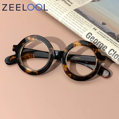Retro Unisex Acetate Round Optical Glasses Black Tortoise Thick Optical Eyewear Glasses Frames for Men