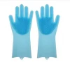 Reusable Silicone Gloves with Wash Scrubber 13.6" Large Heat Resistant for Cleaning Household Dish Washing Gloves