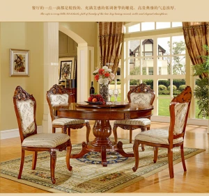 Round 6 People Luxury Real Wood Cabinet Table Kitchen Chairs And Tables