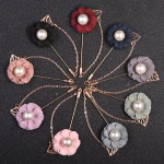 SAF jewelry wholesale company alloy fashion long needle men suit flower fabric collar chain pearl brooches
