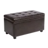 Seat Stool Chair Wooden Modern Storage Square Pouf Shoe Leather Tufted Morrocan Storage Ottoman stool